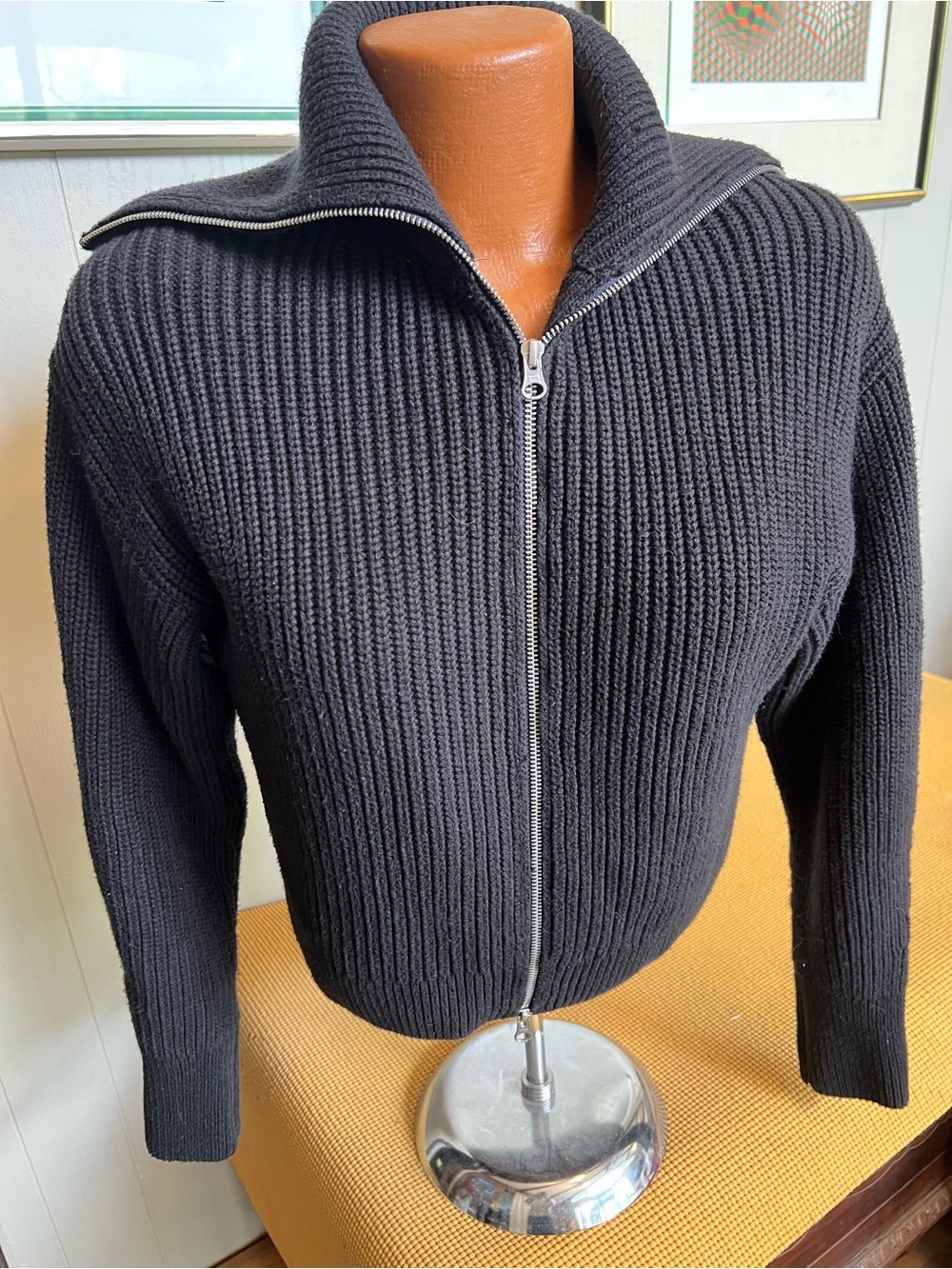 Everlane everyday cotton chunky front zip cardigan sweater organic cotton L - Picture 9 of 9